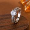 Copper Delicate Rotary Twist Full Diamond Classic Six-prong Ring For Female Couples Party Birthday Jewelry Gift