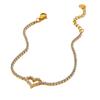 Hot Sale Light Luxury Elegant Full Diamond Love Tennis Chain Plated 18k Gold Stainless Steel Luxury Fashion Zircon Bracelet