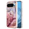 YB IMD Series-17 Style-E For Google Pixel 9/Pixel 9 Pro TPU Case Electroplating Kickstand Marble Pattern Cover