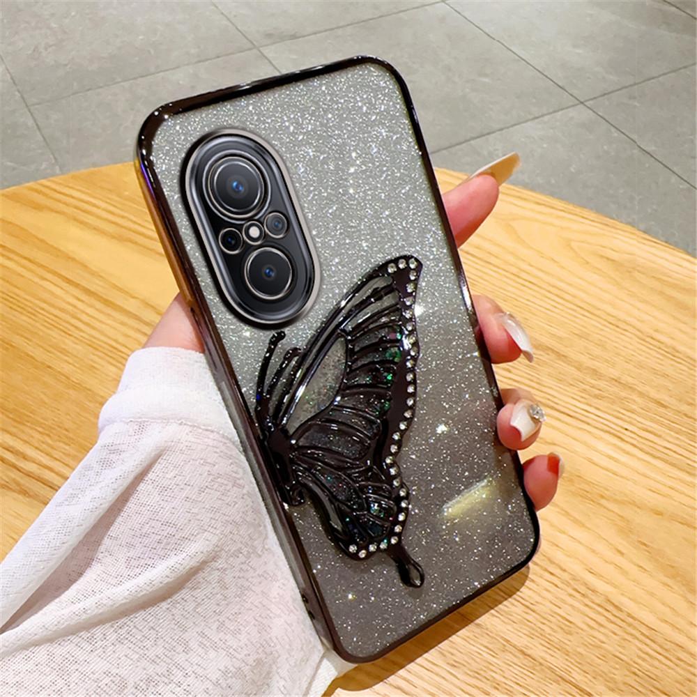 Чехол для телефона Nova 9 SE с градиентным блеском и бабочкой-жидким песком для Huawei Nova 10 12 11 10 5T 7 11 9 8 7 SE Pro Y70 Plus Мягкая обложка