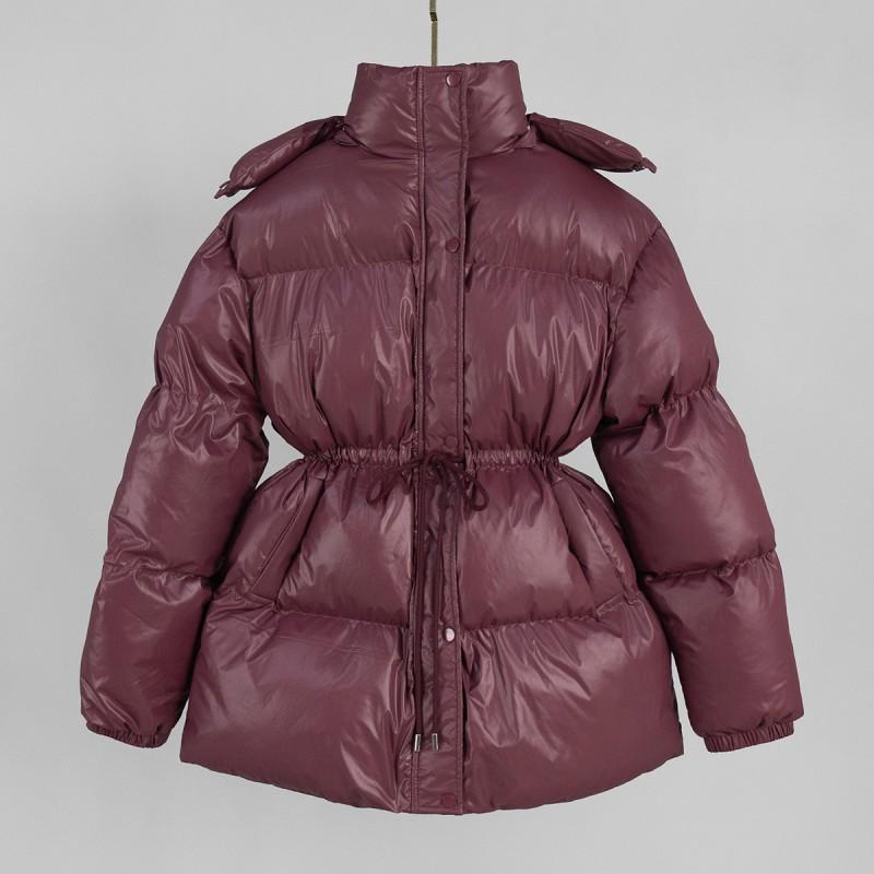 Womens Hooded Zip Up Puffer Coat Solid Color Warm Winter Cotton Jacket Streetwear