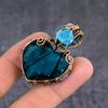 Natural Indicolite, Blue Topaz Handmade Copper Wire Wrap Pendant 2.05" H0c14