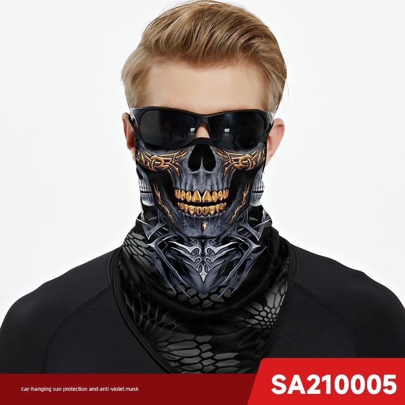 Cycling Mask Sun Protection Ice Silk Motorcycle Face Scarf Ear-Hanging Quick-Drying Face Protection Mask Headscarf Neck Gaiter for Men and Women