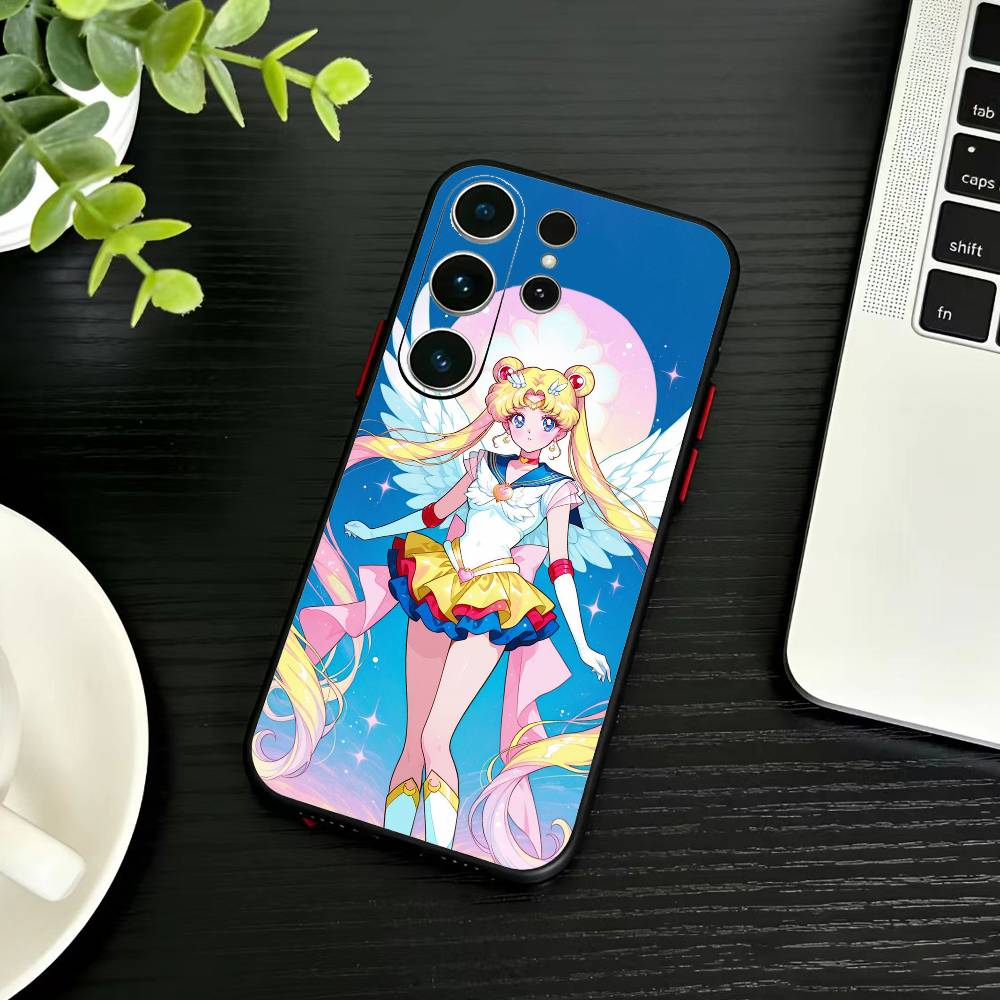 Мультяшный чехол для телефона D-Sailor M-Moons для Samsung S26, S25, S24, S23, S22, S21, S20, S30, Ultra, Plus, Fe, Note, 5G Черный чехол