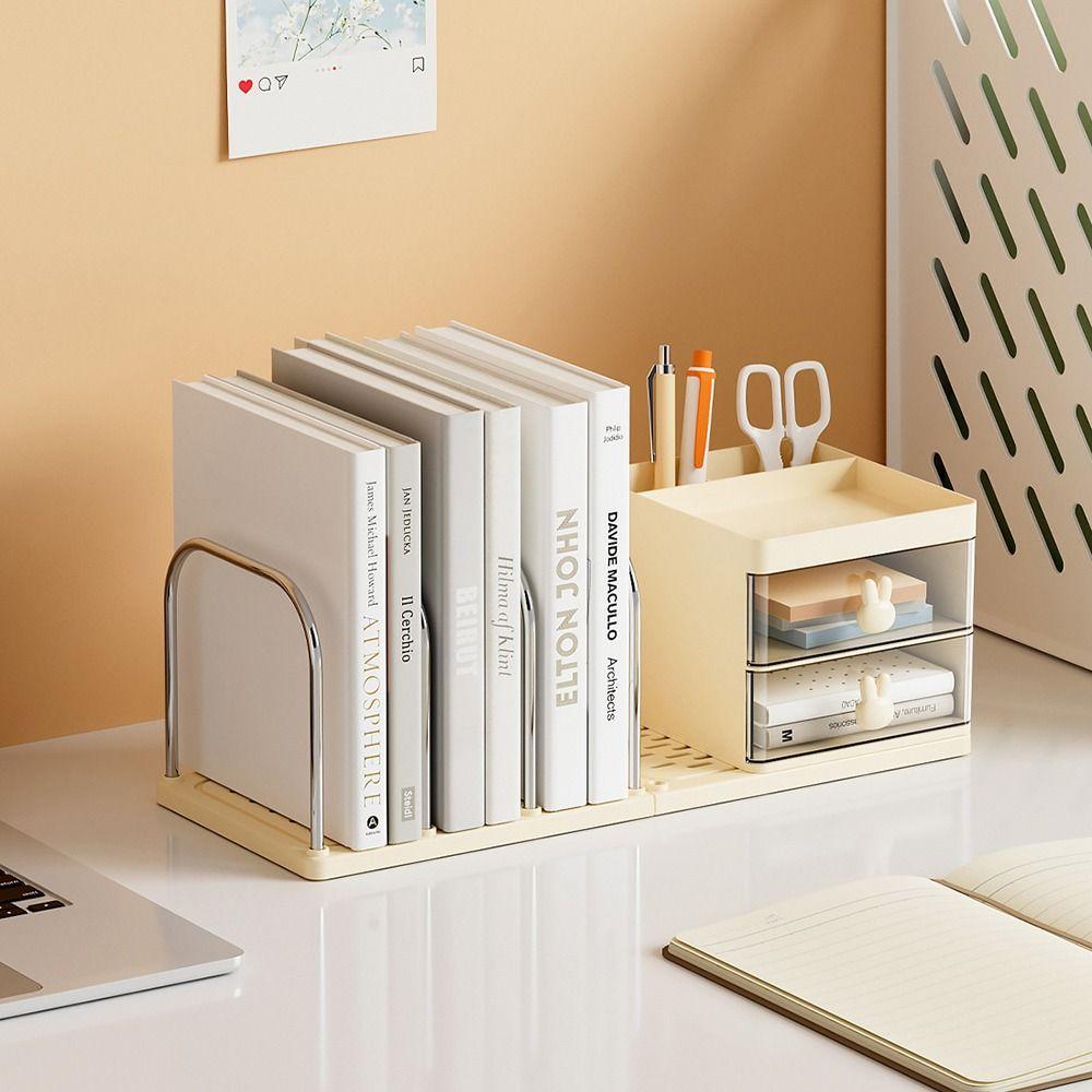 With Storage Box Bookend Book Holder Save Space Books Storage Rack Desk Stand Bookshelf Documents