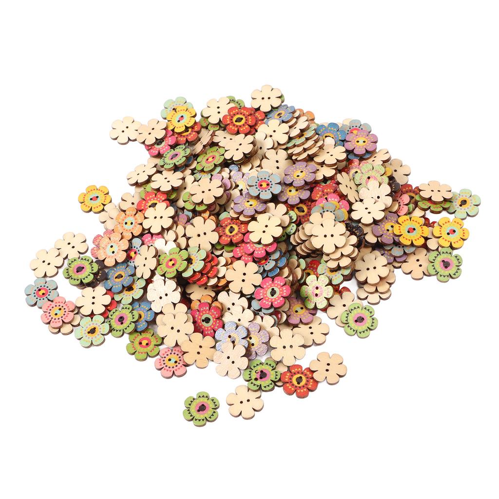 Flower Buttons Retro Rich   Vivid Colors   Wood Wide Application Craft Buttons for Clothing Bag