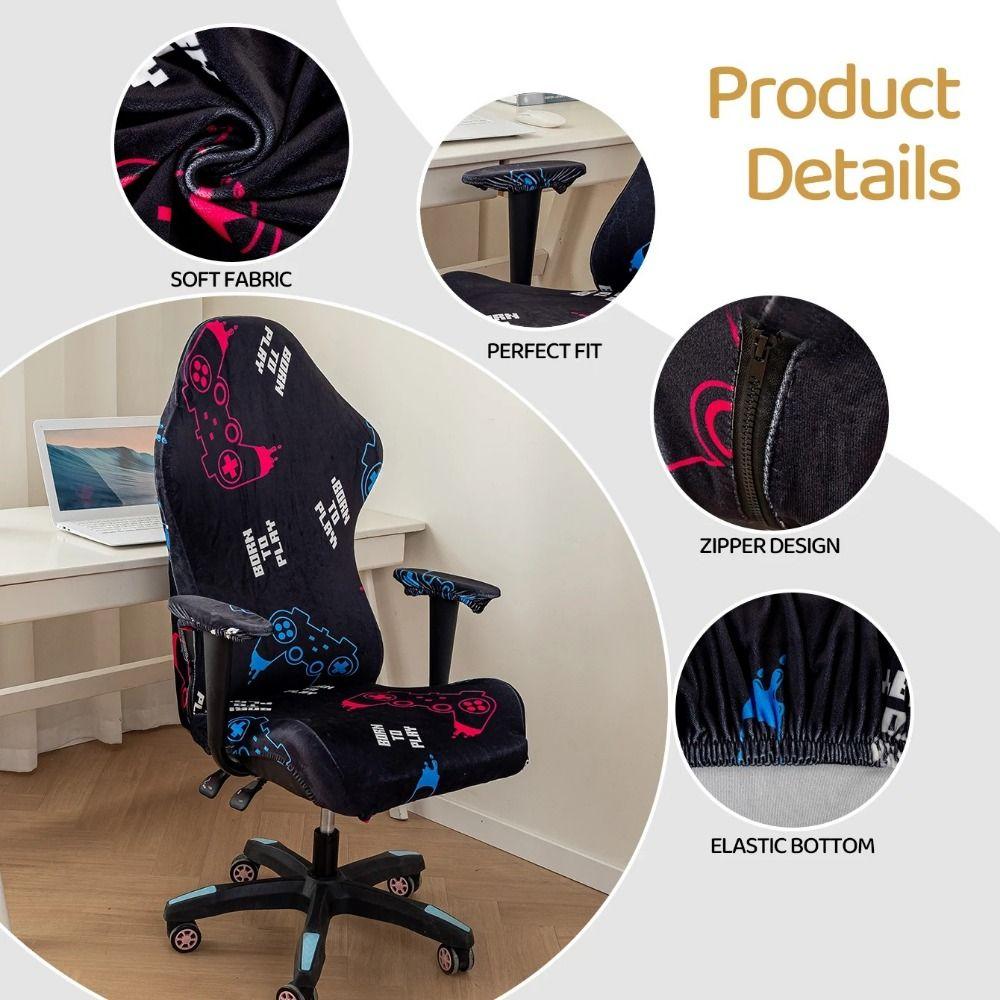 Velvet Gaming Chair Cover Soft Elasticity Computer Seat Chair Covers Armchair Slipcovers