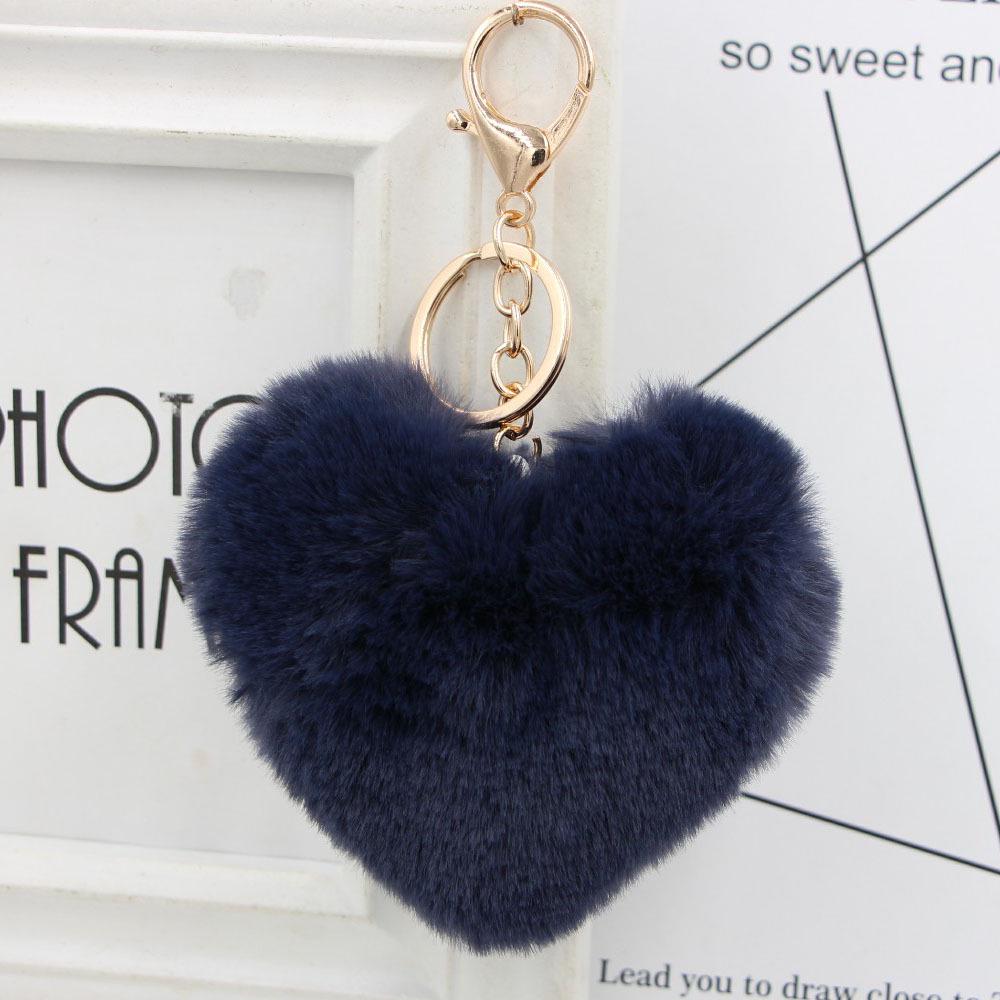 "Charming Heart-Shaped Rabbit Fur Keychain - Fashionable Fluffy Accessory for Ladies' Bags"