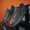 Spring Men's Shoe Brand New Breathable Trendy Black Versatile Leather Shoes Non Slip Platform Strap Casual Business Board Shoes