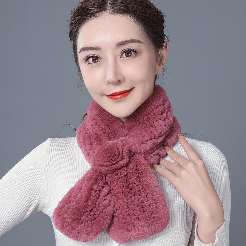 Шарф из шерсти кролика Рекс, двухсторонний шарф, утолщенный, теплый, мужской и женский, осенне-зимний, меховой воротник, универсальный меховой ветрозащитный шарф для защиты шеи