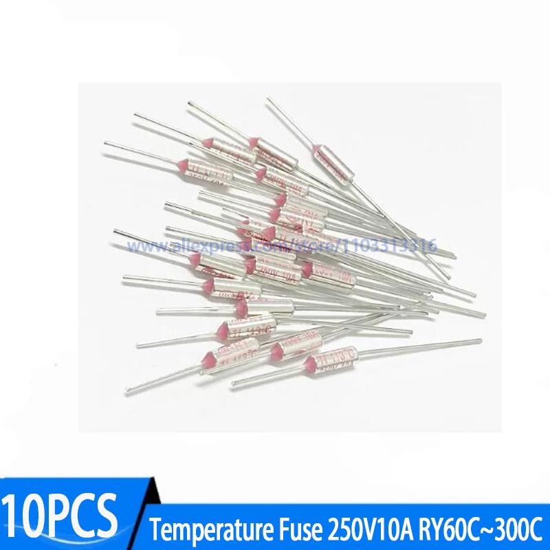 10PCS Thermal Fuse 250V 10A TF RY 60C 70C 80C 92C 100C 110C 115C 121C 135C 142C 157C 165C 172C 185C 192C 210C 240C 285C 300C Fuses4