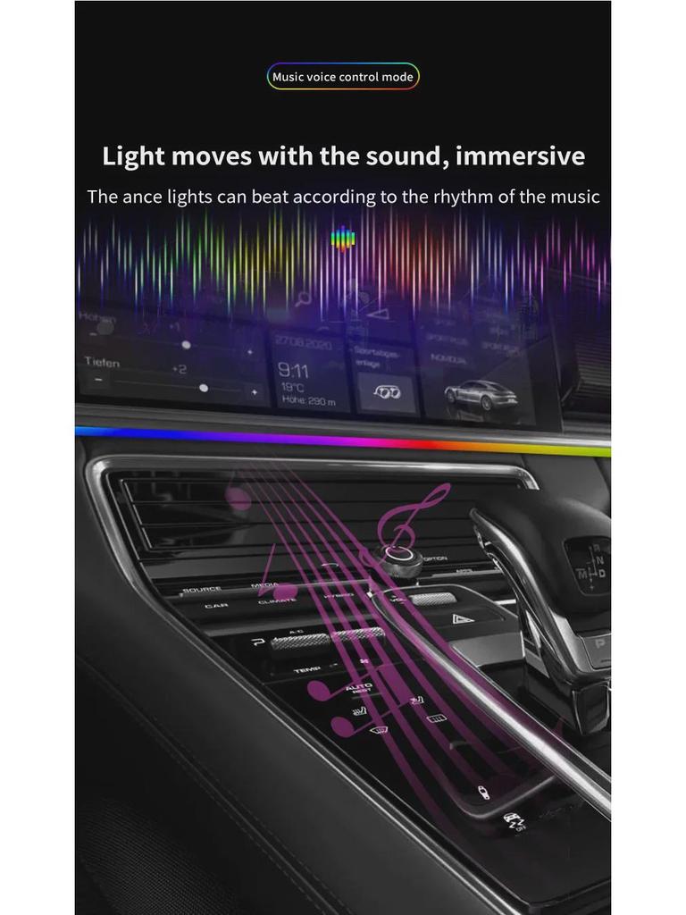 LED Car Interior Rhythm Lights with App Control