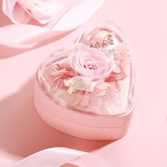 Шкатулка для украшений из стабилизированных цветов в форме сердца, подарочная коробка для ожерелья, романтическая коробка для кольца с розой, подарочная упаковочная коробка для украшений на День святого Валентина, годовщину