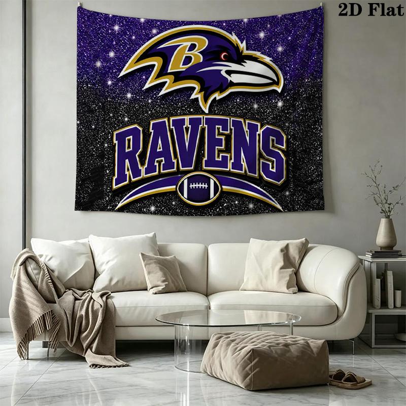Baltimore Ravens Logo Wall Tapestry Aesthetic Wall Hanging Printed Fabric Blanket Decorative Tapestries for Bedroom Living Room Home Decor