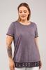 Женская стильная футболка большого размера, юбка с короткими рукавами и рюшами, масляная туника, фиолетовый