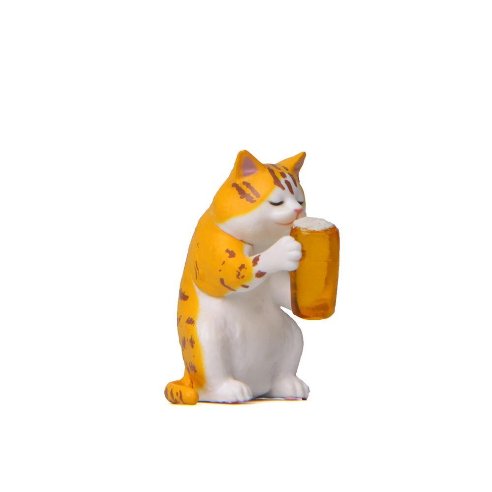 Handicraft Beer Cat Figures Cartoon Cat Statue Toy Funny Cat Center Console Ornaments  Home Decor