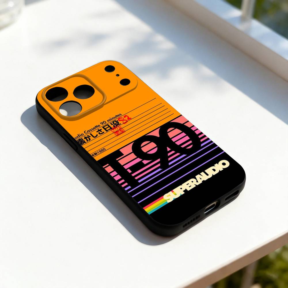 Ретро V-VHS Видеокассета Чехол-телефон для iPhone 11,12,13,14,15,16,17,Pro,Max,Plus,E,SE4,Air,Mini Черный Мягкий Чехол