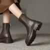 New Korean Version Women's Martin Boots Thick-soled Non-slip Medium Heel Large Size Women's Boots Square Heel Zipper Round Head Autumn and Winter Boot