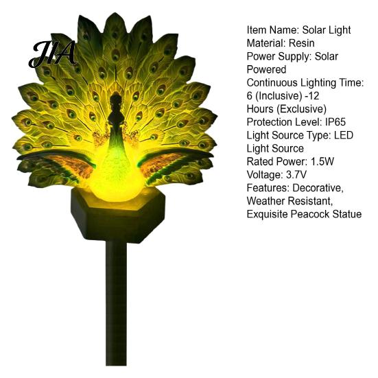 Unique Mother's Day Gift Solar Peacock Garden Statue, Outdoor Lighted Sculpture, Waterproof Powered Yard Decor LED Light for Patio Lawn Pathway