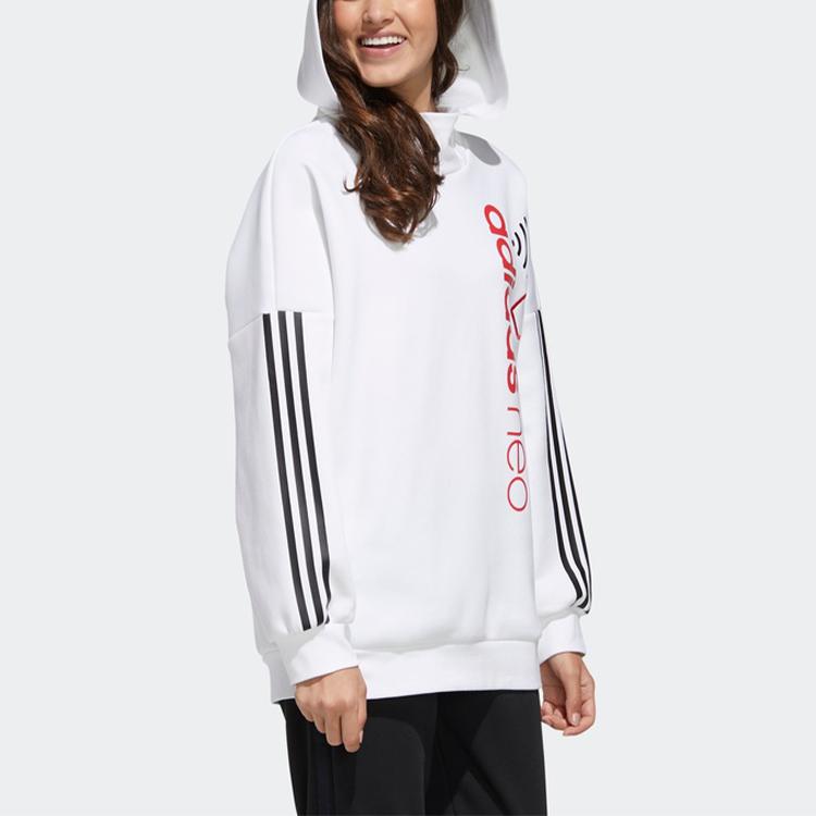 adidas Свободная толстовка с принтом Neo Logo в американском стиле для женщин Белая FU1052