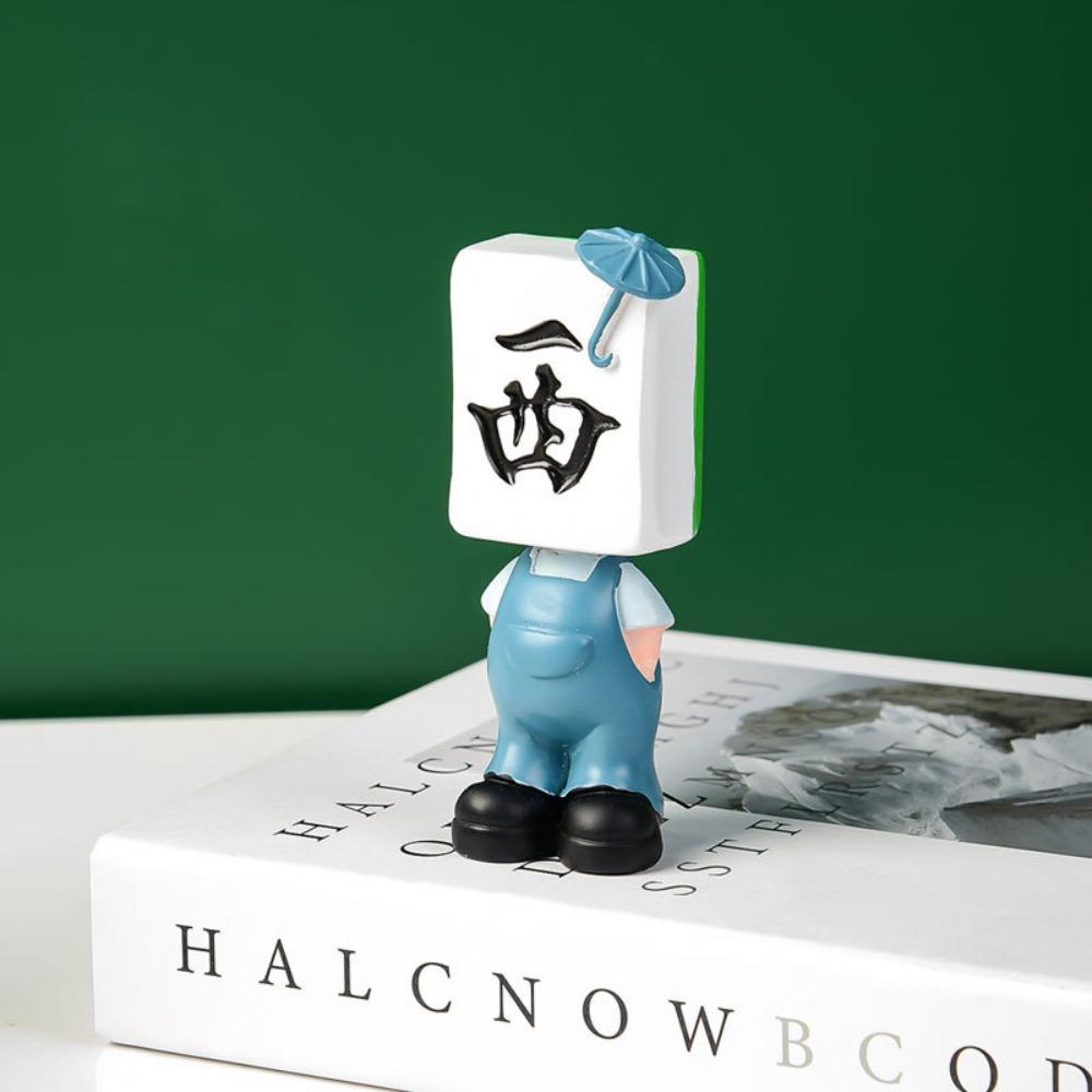Resin Chinese Mahjong Mini Doll Miniature Mahjong Figure Toys Mahjong Mini Figurine  Desktop Decor