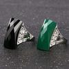 Women Bohemia Vintage Geometric Resin Charm Rhinestone Ring Finger Jewelry Gift