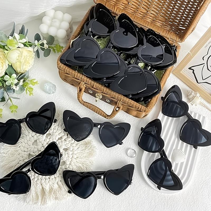 40 пар очков в форме сердца - Ретро-очки для свадебной вечеринки с черной оправой, легкая пластиковая оправа, подходят для невест
