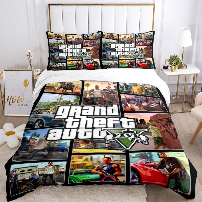 Gta V Cover Bedding 3 Piece Set Hd Print Duvet Cover Pillowcases For Teens Adult Bedroom Decoration Christmas Gift C9211637