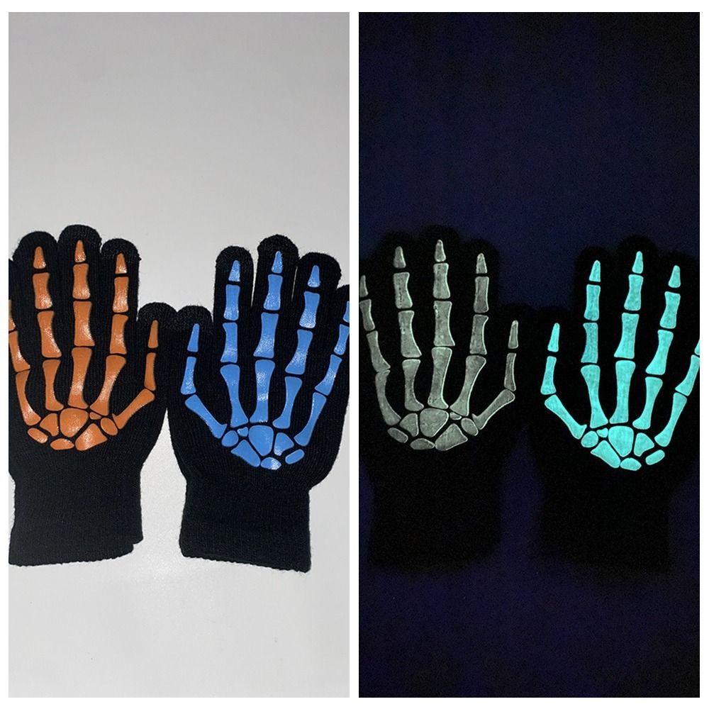Full Finger Luminous Skeleton Claw Gloves Windproof Halloween Bone Claw Gloves  Men
