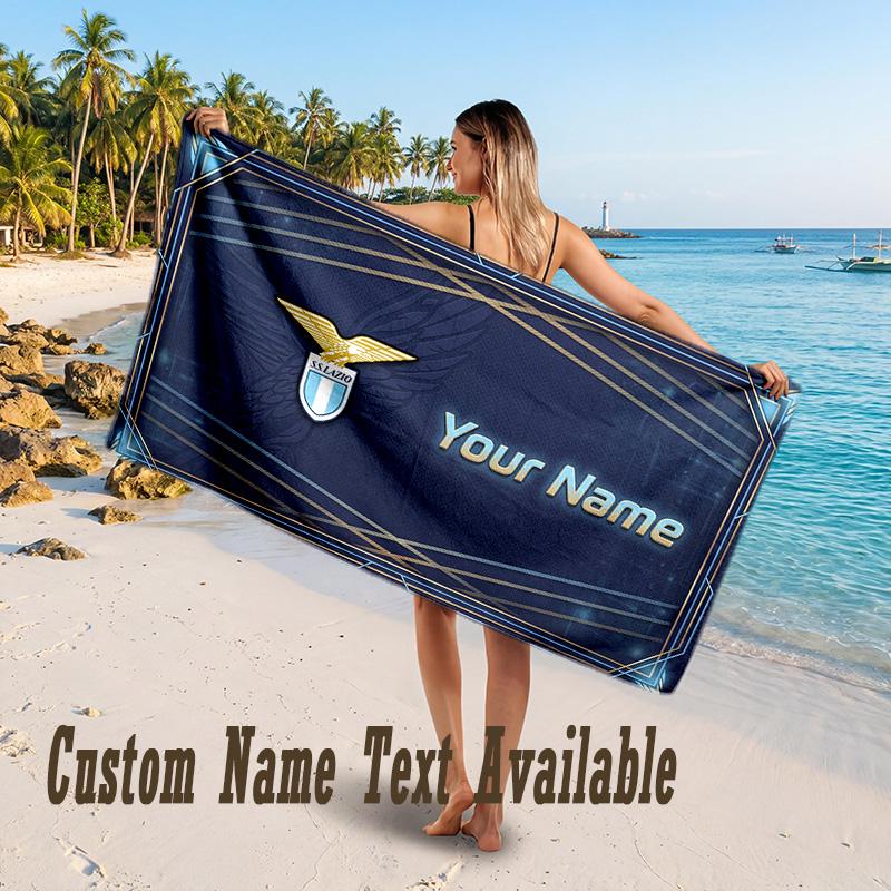 Lazio FC Design Beach Towel Custom Text Large Towel for Beach Vacation