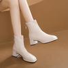 Узкие ботинки женские новые 2025 осень и зима голые ботинки женский темперамент универсальный ретро короткие ботинки женские квадратная голова толстый каблук одинарный