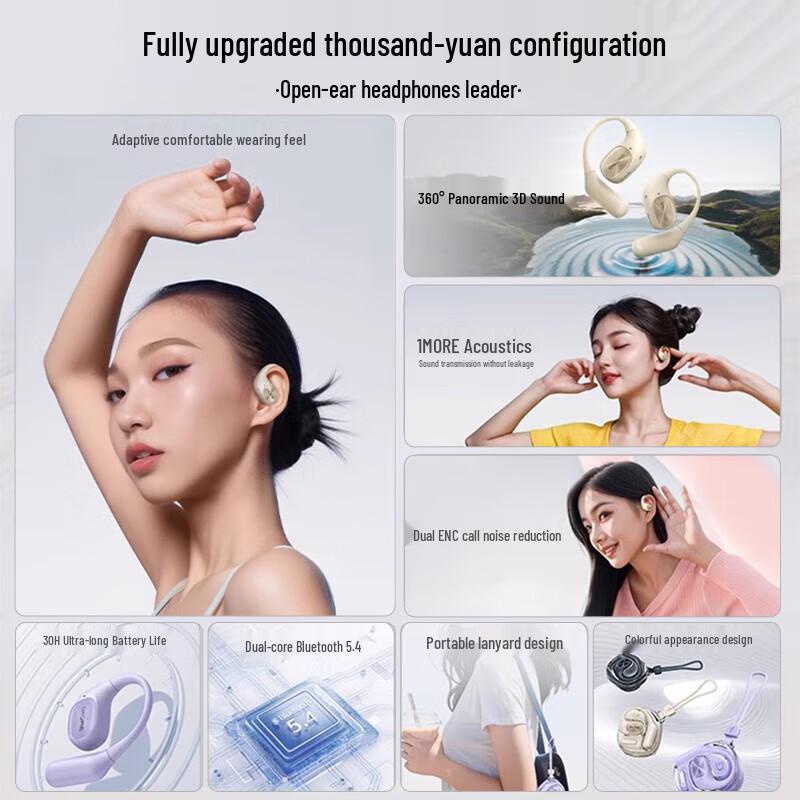 1MORE S10 Open-Ear Ear-Hook Bluetooth Headphones