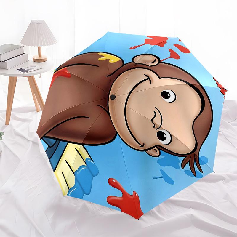 Curious George, paint Automatic Opening and Closing, 8 rib Structure Portable Umbrella, Suitable for Men and Women in All Seasons Perfect G