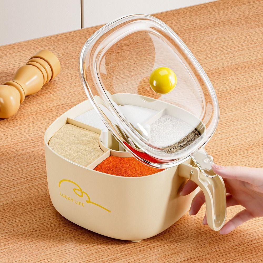 Plastic 4 in 1 Seasoning Box Large Capacity Spice Jar Spice Container for Sugar Salt