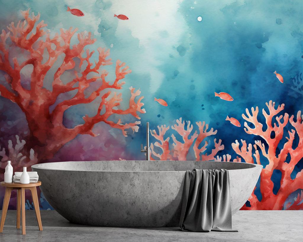 Wallpaper On the canvas sea coral reef