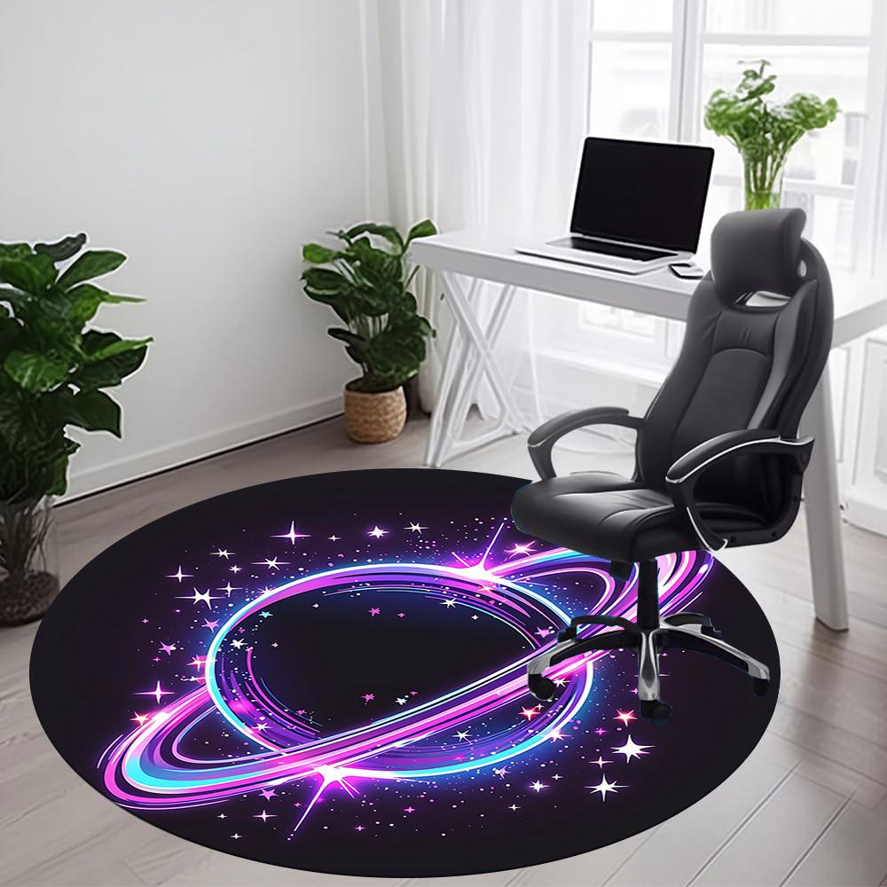 1pc Galaxy Rings Office Round Area Rug, Mat Suitable ForOffice, Under Office Chairs Bedroom Living Room Home Decor, Room Deco