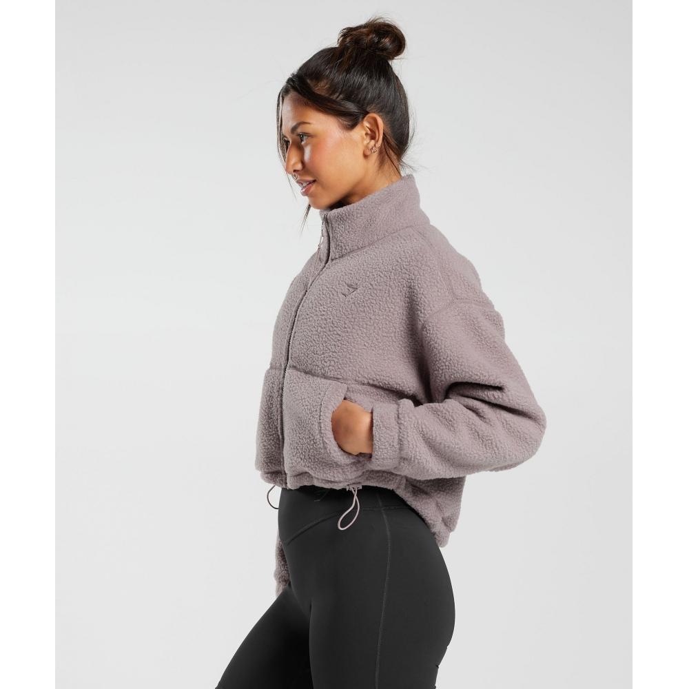 Gymshark Куртка миди из флиса Elevate Washed Mauve B5a7t Pbrk