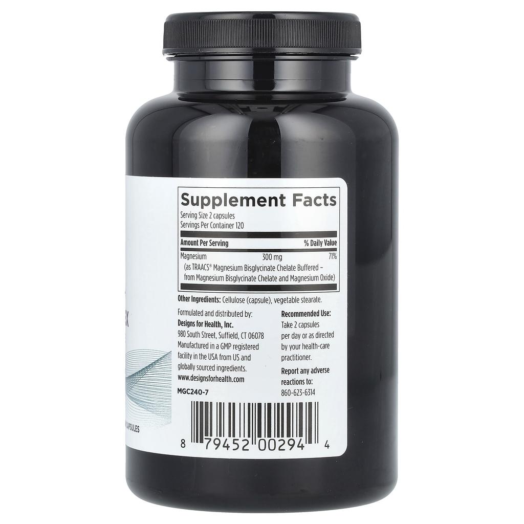 Designs For Health Magnesium Glycinate Complex, 240 Vegetarian Capsules