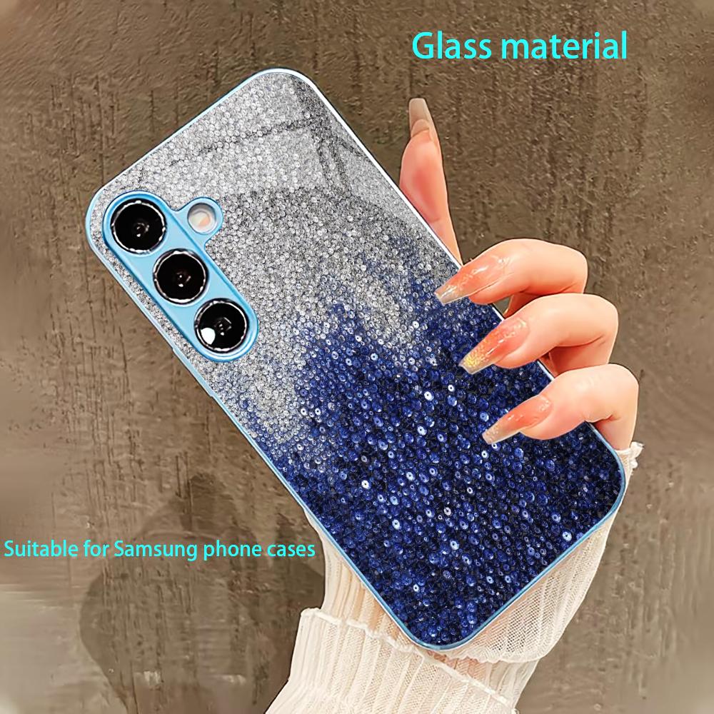 Постепенный кристальный узор Чехол для телефона для Samsung Galaxy S26 S25 S24 S23 S22 FE Ultra Plus Встроенное стекло ощущение голой панели Мужчины женщины