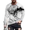 Men Sport Long Sleeve Round Neck Fashion Tops T Shirt 3D Digital Print Pullover Fitness T Shirt