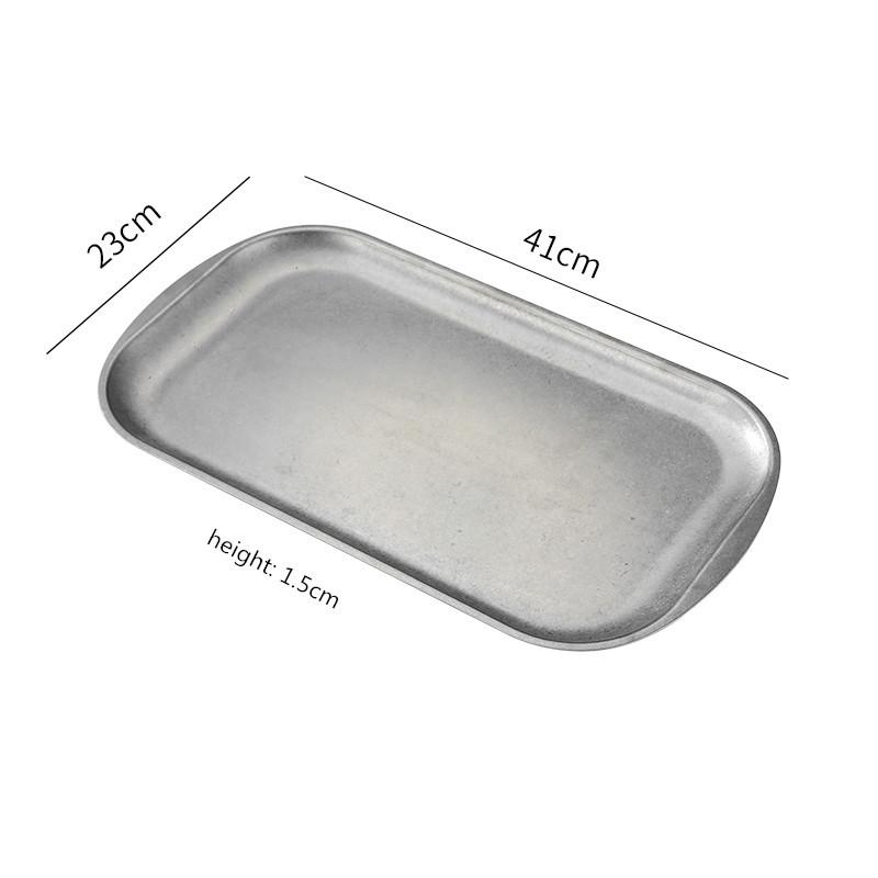Ретро классика 304 нержавеющая сталь прямоугольная тарелка поднос для хранения кофейня барбекю обеденный сервиз тарелки и блюда обеденные тарелки
