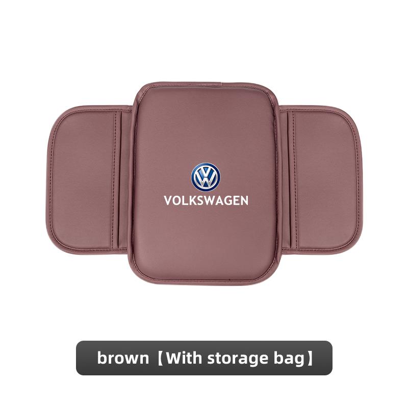 PIG1 Volkswagen Car Logo Armrest Box Cushion Pad Auto Armrest Mat Leather For VW GTI Polo Golf MK6 Passat B6 Tiguan Arteon Jetta ID.3