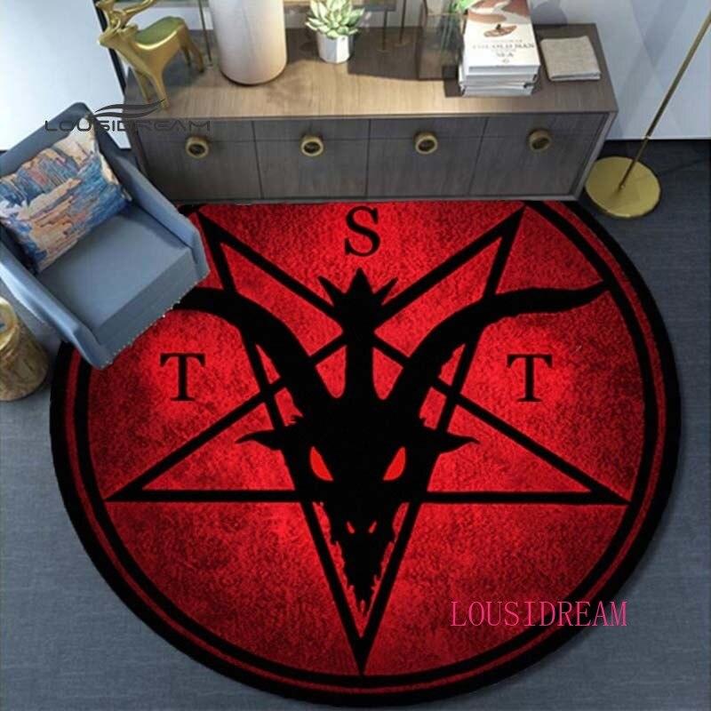Сделано в КНР, сатанинский ковер, домашний декоративный круглый ковер, мягкие модные коврики, противоскользящий коврик для спальни, коврик для стула, злой ковер
