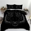 Black Tiger Beast Head Pattern 3D Print Duvet Cover Soft Comfortable Fierce Style Bed Set Wildlife Theme Quilt Cover Pillowcases