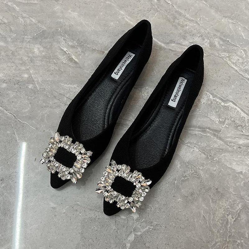 Fashion Flat Shoes Women's 2025 Spring Autumn New Casual Pointed Toe Suede Shallow Mouth Scoop Shoes All-match Ladies Large Size 43 44