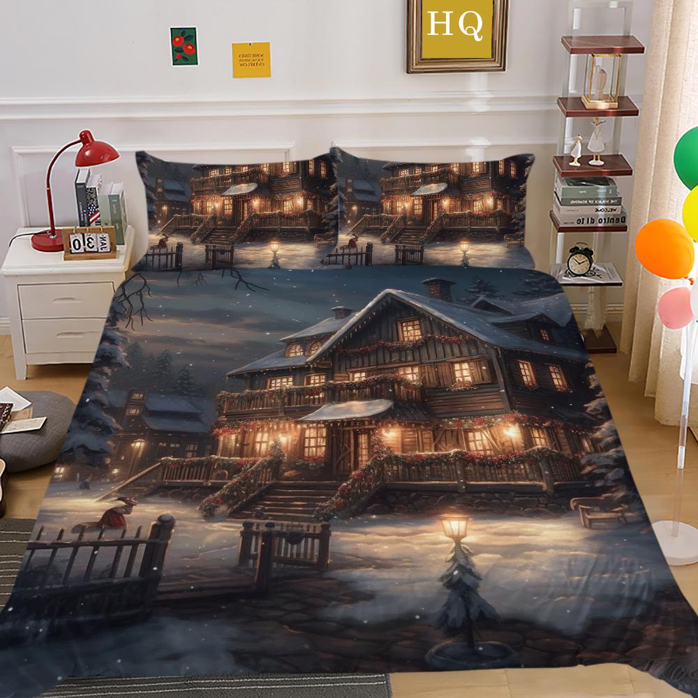 Домашнее постельное белье с рождественским принтом, королевский размер, полиэстеровая постельная одежда, детские милые покрывала высокого качества высокого качества