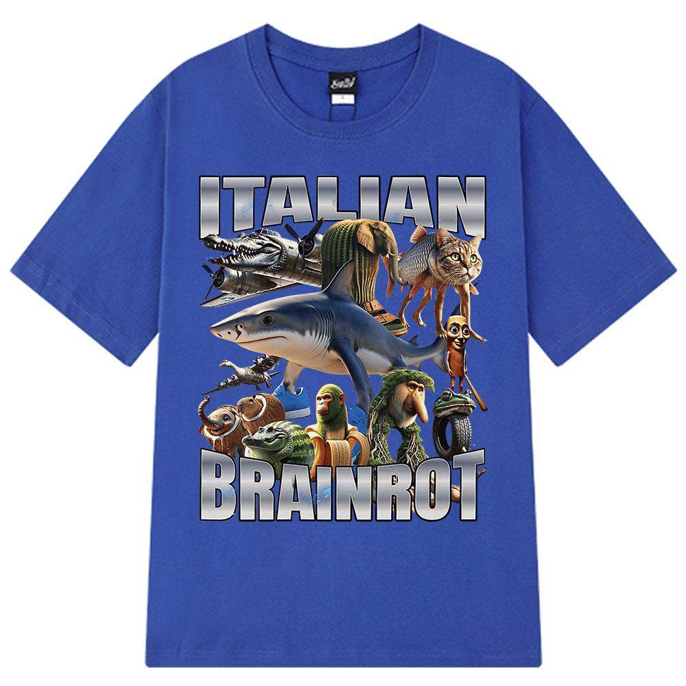 Italian Brainrot Tralalero Tralala Tung Tung Tung Sahur Bombardiro Crocodilo Funny Meme T-shirt Men Women Fashion Loose T Shirts