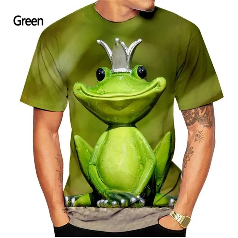 Модная футболка с забавной лягушкой и 3D принтом, летние повседневные футболки с короткими рукавами для мужчин, мужские футболки большого размера с круглым вырезом