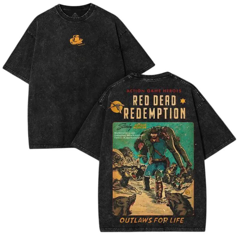 Артур Морган x Red Dead Redemption Винтажная стираная футболка оверсайз