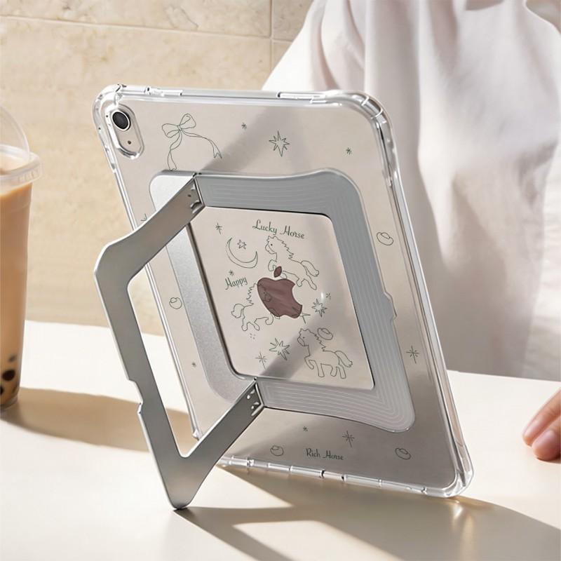 Cute Line Art Horse Coin Design IPad Case With Kickstand Support Air Mini Pro 10.9 11 13 Inch Models